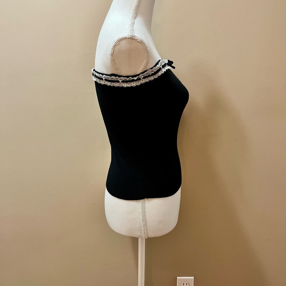 NWT Emerson Lang Black Sleeveless Tube Top With Bow Detail Size Medium - Picture 3 of 8